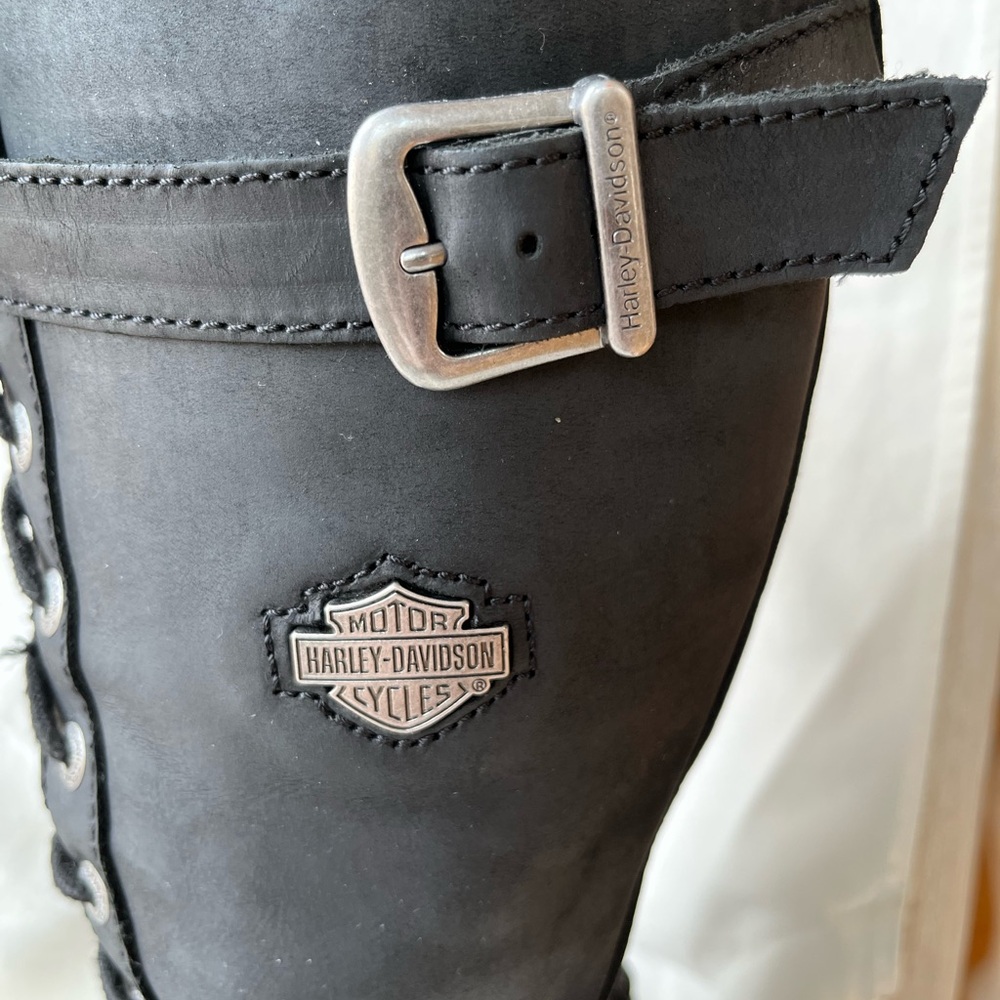 Harley Davidson Tall Leather Lace Up Boots Size 8 1/2 - Picture 5 of 8